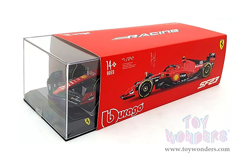 Bburago - Ferrari SF-23 #55 Carlos Sainz with Driver Formula One F1 World Championship (2023) (1/24 scale diecast model car, Red) 18-26808/55