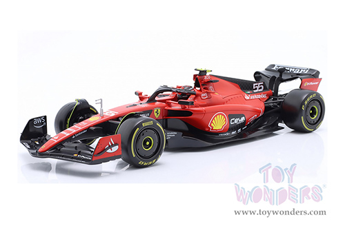 Bburago - Ferrari SF-23 #55 Carlos Sainz with Driver Formula One F1 World Championship (2023) (1/24 scale diecast model car, Red) 18-26808/55