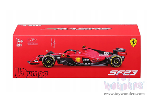 Bburago - Ferrari SF-23 #55 Carlos Sainz with Driver Formula One F1 World Championship (2023) (1/24 scale diecast model car, Red) 18-26808/55