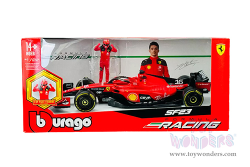 Bburago - Ferrari SF-23 #16 Charles Leclerc with Driver Figure (1/24 scale diecast model car, Red) 18-26809/16