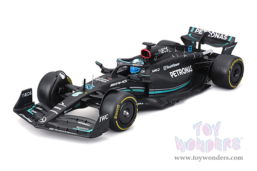 Bburago Formula Racing - Mercedes AMG Petronas F1 Team #63 George Russell with Driver Formula One F1 W14 E Performance (2023) (1/24 scale diecast model car, Black) 18-28028/63A