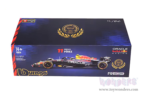 Bburago - Oracle Red Bull Racing RB19 #11 Sergio Pérez with Driver Formula One F1 "Construtors' Champion" (2023) (1/24 scale diecast model car, Black) 18-28030/11