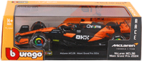 Bburago Formula Racing - McLaren F1 Team #81 Oscar Piastri with Driver "OKX" Formula One F1 Miami GP (2024) (1/24 scale diecast model car, Black/Orange) 18-28033/81A; 