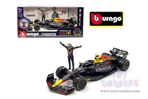 Bburago - Oracle Red Bull Racing RB19 #11 Sergio Pérez Formula One F1 (2023) with Driver Figure (1/24 scale diecast model car, Black) 18-28036/11