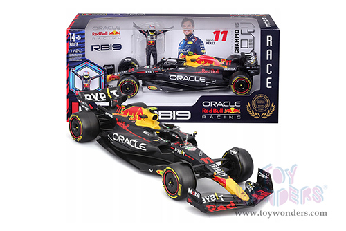 Bburago - Oracle Red Bull Racing RB19 #11 Sergio Pérez Formula One F1 (2023) with Driver Figure (1/24 scale diecast model car, Black) 18-28036/11