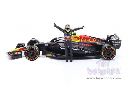 Bburago - Oracle Red Bull Racing RB19 #11 Sergio Pérez Formula One F1 (2023) with Driver Figure (1/24 scale diecast model car, Black) 18-28036/11
