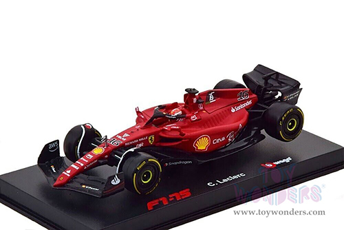 Bburago Formula Racing - Ferrari F1-75 #16 Charles Leclerc with Driver Formula One F1 Italian GP (2022) (1/43 scale diecast model car, Red) 18-36831/LEC