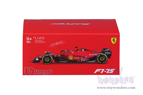 Bburago Formula Racing - Ferrari F1-75 #16 Charles Leclerc with Driver Formula One F1 Italian GP (2022) (1/43 scale diecast model car, Red) 18-36831/LEC