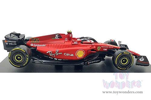 Bburago Formula Racing - Ferrari F1-75 #55 Carlos Sainz with Driver Formula One F1 Italian GP (2022) (1/43 scale diecast model car, Red) 18-36831/SAI