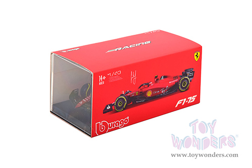 Bburago Formula Racing - Ferrari F1-75 #55 Carlos Sainz with Driver Formula One F1 Italian GP (2022) (1/43 scale diecast model car, Red) 18-36831/SAI
