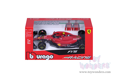 Bburago Formula Racing - Ferrari F1-75 #55 Carlos Sainz Formula One F1 Italian GP (2022) (1/43 scale diecast model car, Red) 18-36832/SAI