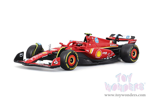Bburago Formula Racing - Ferrari SF-24 #55 Carlos Sainz with Driver Formula One F1 Scuderia Ferrari (2024) (1/43 scale diecast model car, Red) 18-36843/55