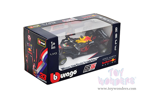 BBurago - Aston Martin Red Bull Racing RB16 #33 Max Verstappen Formula One F1 (2020) (1/43 scale diecast model car, Black) 18-38052VERS