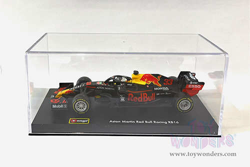 BBurago - Aston Martin Red Bull Racing RB16 #33 Max Verstappen Winner Formula One F1 Abu Dhabi GP (2020) with driver (1/43 scale diecast model car, Black) 18-38053VERS