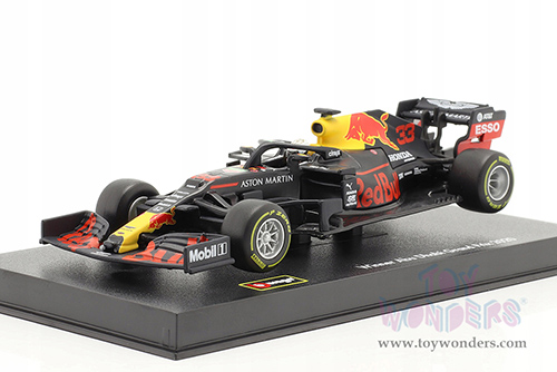 BBurago - Aston Martin Red Bull Racing RB16 #33 Max Verstappen Winner Formula One F1 Abu Dhabi GP (2020) with driver (1/43 scale diecast model car, Black) 18-38053VERS