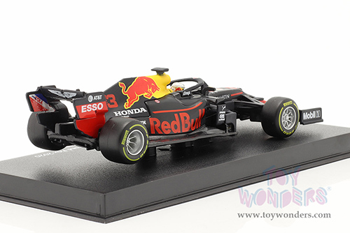 BBurago - Aston Martin Red Bull Racing RB16 #33 Max Verstappen Winner Formula One F1 Abu Dhabi GP (2020) with driver (1/43 scale diecast model car, Black) 18-38053VERS