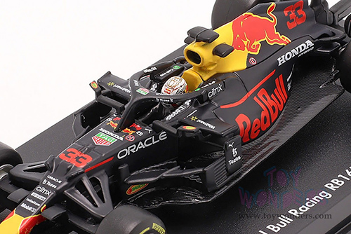 BBurago - Honda Red Bull Racing RB16 #33 Max Verstappen Formula One F1 (2021) with driver (1/43 scale diecast model car, Black) 18-38056VERS