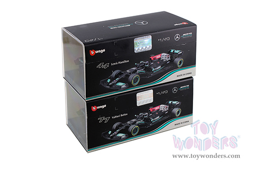BBurago - Mercedes AMG F1 W12 E Performance Formula 1 (2021) with driver (1/43 scale diecast model car, Black/Turquoise) 18-38058HAMI
