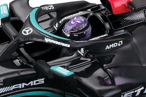 BBurago - Mercedes AMG F1 W12 E Performance Formula 1 (2021) with driver (1/43 scale diecast model car, Black/Turquoise) 18-38058HAMI