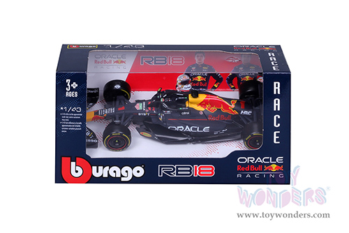 Bburago - Oracle Red Bull Racing RB18 #1 Max Verstappen Formula One F1 (2022) (1/43 scale diecast model car, Black) 18-38061/VER