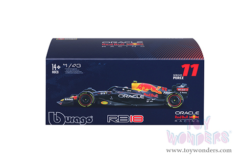 Bburago - Oracle Red Bull Racing RB18 #11 Sergio Perez with Driver Formula One F1 (2022) (1/43 scale diecast model car, Black) 18-38062/PER