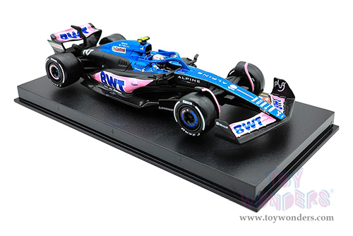 Bburago Formula Racing - BWT Alpine A523 #10 Pierre Gasly with Driver Formula One F1 (2023) (1/43 scale diecast model car, Blue/Black/Pink) 18-38073/10