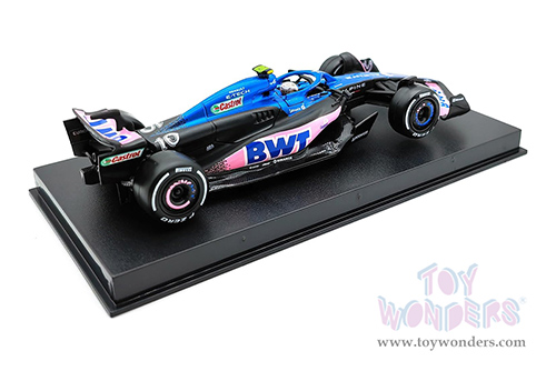 Bburago Formula Racing - BWT Alpine A523 #10 Pierre Gasly with Driver Formula One F1 (2023) (1/43 scale diecast model car, Blue/Black/Pink) 18-38073/10