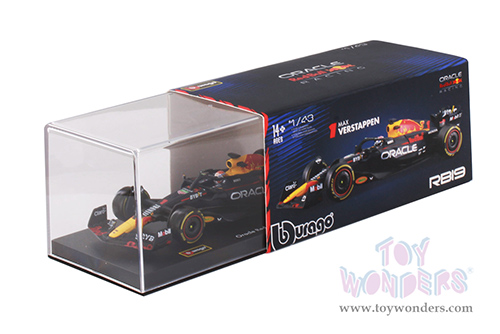 Bburago - Oracle Red Bull Racing RB19 #1 Max Verstappen with Driver Formula One F1 (2023) (1/43 scale diecast model car, Black) 18-38083/1