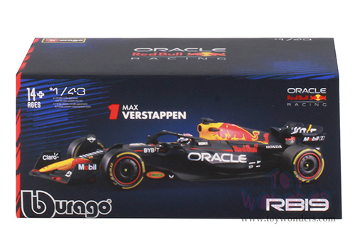 Bburago - Oracle Red Bull Racing RB19 #1 Max Verstappen with Driver Formula One F1 (2023) (1/43 scale diecast model car, Black) 18-38083/1