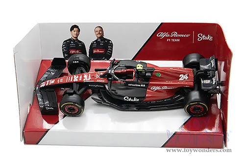 Bburago Formula Racing - Alfa Romeo F1 Team Stake C43 #24 Zhou Guanyu Formula One F1 Bahrain GP (2023) (1/43 scale diecast model car, Red/Black) 18-38085/24