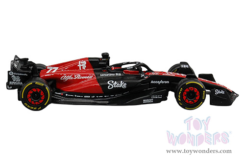 Bburago Formula Racing - Alfa Romeo F1 Team Stake C43 #77 Valtteri Bottas Formula One F1 Bahrain GP (2023) (1/43 scale diecast model car, Red/Black) 18-38085/77