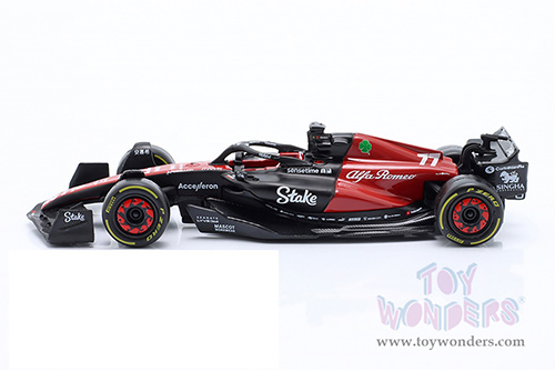 Bburago Formula Racing - Alfa Romeo F1 Team Stake C43 #77 Valtteri Bottas Formula One F1 Bahrain GP (2023) (1/43 scale diecast model car, Red/Black) 18-38085/77