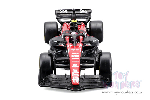 Bburago Formula Racing - Alfa Romeo F1 Team Stake C43 #24 Zhou Guanyu with Driver Formula One F1 Bahrain GP (2023) (1/43 scale diecast model car, Red/Black) 18-38086/24