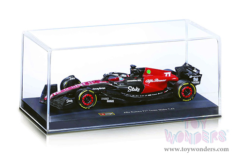 Bburago Formula Racing - Alfa Romeo F1 Team Stake C43 #77 Valtteri Bottas with Driver Formula One F1 Bahrain GP (2023) (1/43 scale diecast model car, Red/Black) 18-38086/77