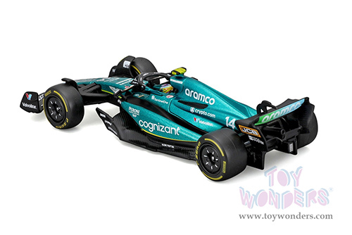 Bburago Formula Racing - Aston Martin AMR23 F1 Team #14 Fernando Alonso with Driver Formula One (2023) (1/43 scale diecast model car, Green) 18-38091/14