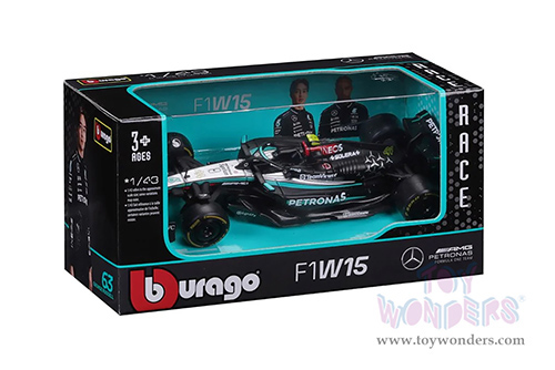 Bburago Formula Racing - Mercedes AMG Petronas F1 Team #44 Lewis Hamilton Formula One F1 W15 E Performance (2024) (1/43 scale diecast model car, Black) 18-38208/44