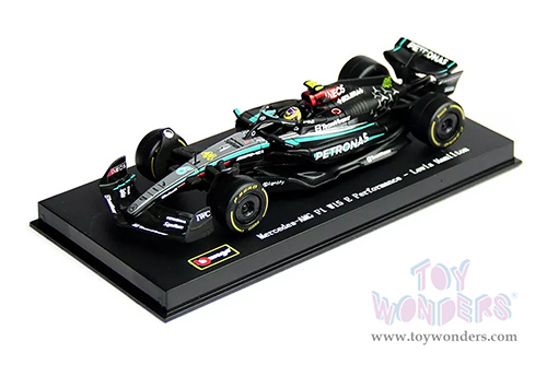 Bburago Formula Racing - Mercedes AMG Petronas F1 Team #44 Lewis Hamilton with Driver Formula One F1 W15 E Performance (2024) (1/43 scale diecast model car, Black) 18-38209/44