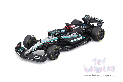 Bburago Formula Racing - Mercedes AMG Petronas F1 Team #63 George Russell with Driver Formula One F1 W15 E Performance (2024) (1/43 scale diecast model car, Black) 18-38209/63
