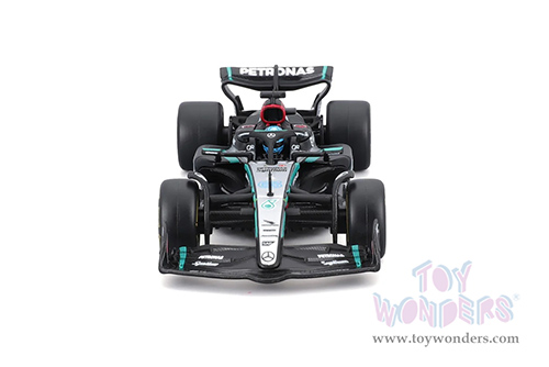 Bburago Formula Racing - Mercedes AMG Petronas F1 Team #63 George Russell with Driver Formula One F1 W15 E Performance (2024) (1/43 scale diecast model car, Black) 18-38209/63