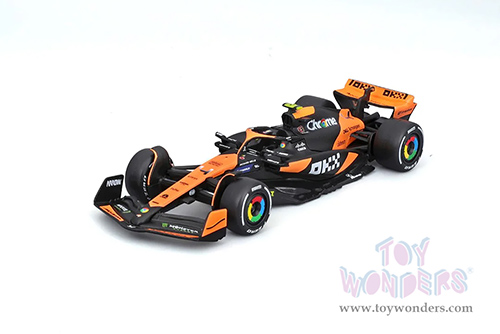 Bburago Formula Racing - McLaren F1 Team #4 Lando Norris "OKX" Winner Formula One F1 Miami GP 2024 (1/43 scale diecast model car, Black/Orange) 18-38214/4