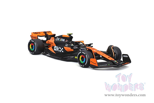 Bburago Formula Racing - McLaren F1 Team #4 Lando Norris "OKX" Winner Formula One F1 Miami GP 2024 (1/43 scale diecast model car, Black/Orange) 18-38214/4
