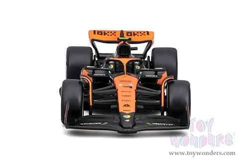 Bburago Formula Racing - McLaren F1 Team #4 Lando Norris "OKX" Winner Formula One F1 Miami GP 2024 (1/43 scale diecast model car, Black/Orange) 18-38214/4