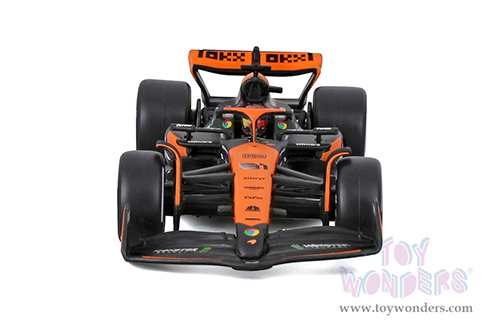 Bburago Formula Racing - McLaren F1 Team #81 Oscar Piastri with Driver "OKX" Formula One F1 Miami GP (2024) (1/43 scale diecast model car, Black/Orange) 18-38215/81