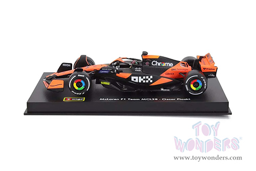 Bburago Formula Racing - McLaren F1 Team #81 Oscar Piastri with Driver "OKX" Formula One F1 Miami GP (2024) (1/43 scale diecast model car, Black/Orange) 18-38215/81