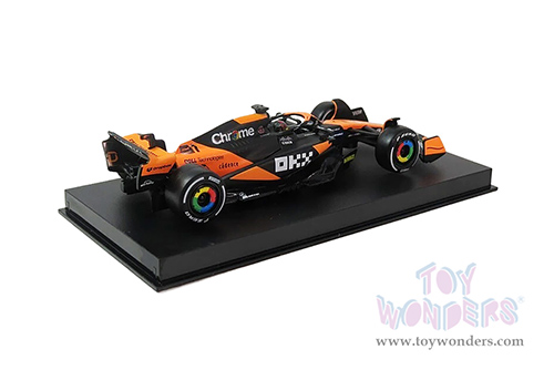 Bburago Formula Racing - McLaren F1 Team #81 Oscar Piastri with Driver "OKX" Formula One F1 Miami GP (2024) (1/43 scale diecast model car, Black/Orange) 18-38215/81