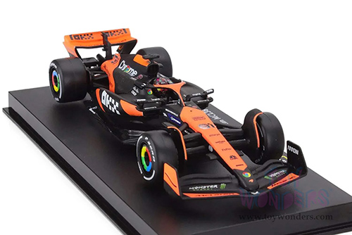 Bburago Formula Racing - McLaren F1 Team #81 Oscar Piastri with Driver "OKX" Formula One F1 Miami GP (2024) (1/43 scale diecast model car, Black/Orange) 18-38215/81