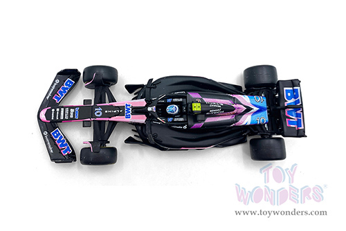 Bburago Formula Racing - BWT Alpine A524 #10 Pierre Gasly with Driver Formula One F1 (2024) (1/43 scale diecast model car, Blue/Black/Pink) 18-38220/10