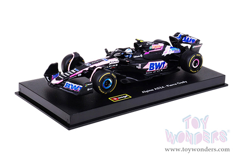 Bburago Formula Racing - BWT Alpine A524 #10 Pierre Gasly with Driver Formula One F1 (2024) (1/43 scale diecast model car, Blue/Black/Pink) 18-38220/10