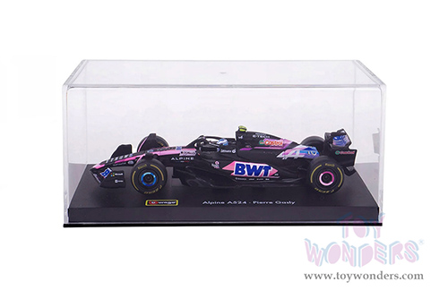 Bburago Formula Racing - BWT Alpine A524 #10 Pierre Gasly with Driver Formula One F1 (2024) (1/43 scale diecast model car, Blue/Black/Pink) 18-38220/10