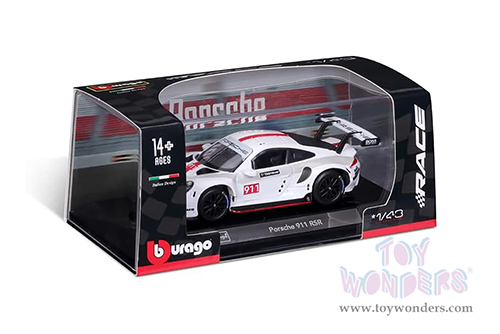 BBurago Race - Porsche 911 RSR (2019, 1/43 scale diecast model car, White) 18-38302